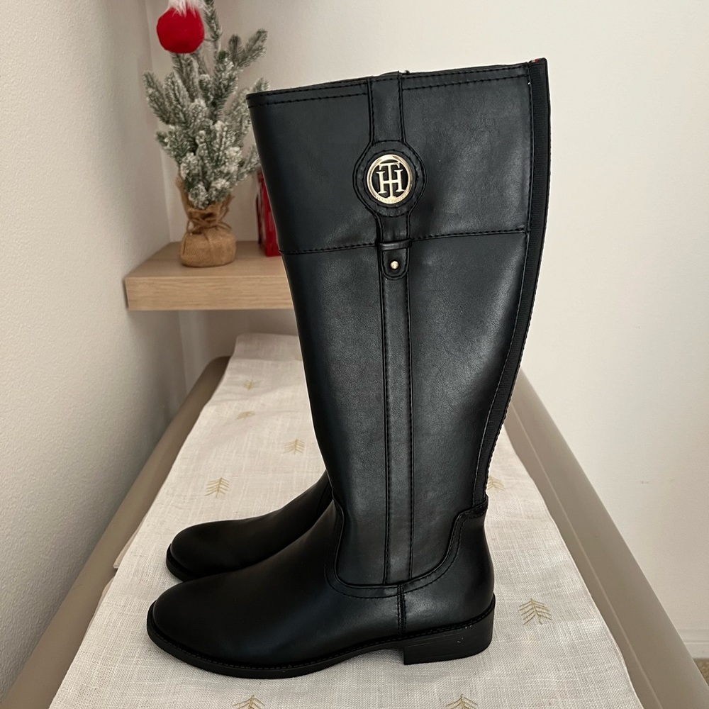TOMMY HILFIGER Womens Black Flex Gore Logo Padded Boot